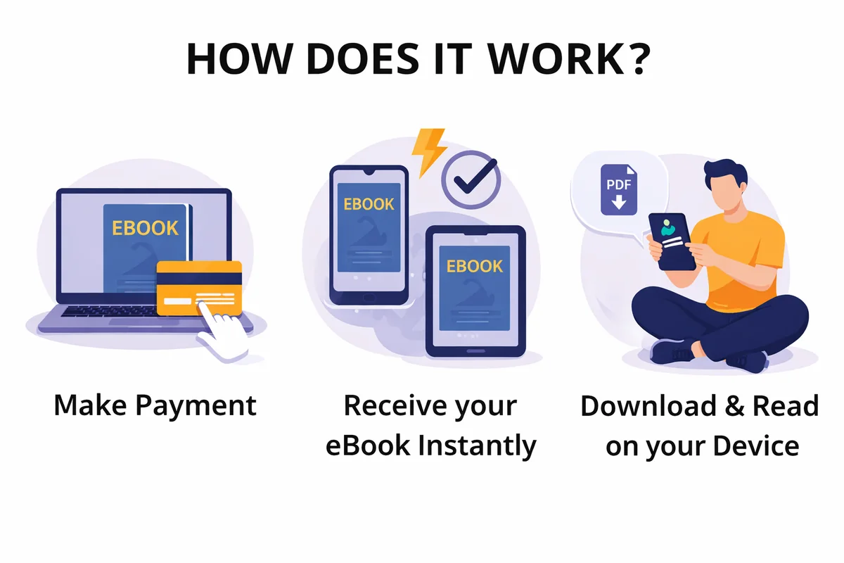 How it works: make payment, receive your ebook instantly, download and read on your device